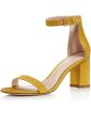 STUART WEITZMAN Womens Yellow Ankle Strap Lessnudist Round Toe Block Heel Buckle Dress Sandals Shoes M Supply