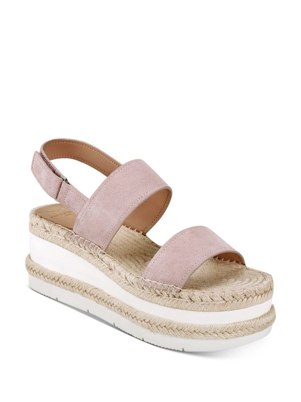 MARC FISHER Womens Pink 2  Platform Double Band Slingback Comfort Gallia Round Toe Wedge Leather Espadrille Shoes M Discount