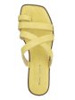 MARC FISHER Womens Yellow Crocodile Toe Loop Strappy Cushioned Arena Square Toe Slip On Slide Sandals Shoes M Sale