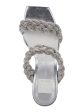 DOLCE VITA Womens Silver Padded Embellished Braided Paily Rhinestone Square Toe Block Heel Slip On Dress Heeled Supply