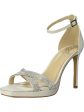 VINCE CAMUTO Womens Ivory Crossover Crystal Ankle Strap Embellished Kalvira Square Toe Stiletto Buckle Dress Heeled M Discount