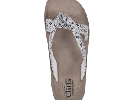 CLIFFS BY WHITE MOUNTAIN Womens Beige Snake Print Best Of Round Toe Slip On Flip Flop Sandal M Sale