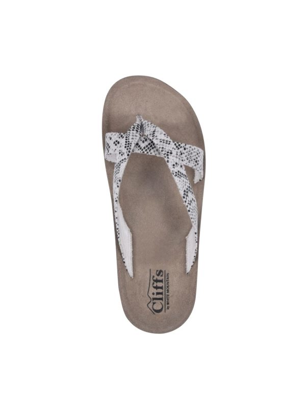 CLIFFS BY WHITE MOUNTAIN Womens Beige Snake Print Best Of Round Toe Slip On Flip Flop Sandal M Sale