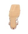 GUESS Womens Beige Strappy Glitter Sabie Square Toe Stiletto Buckle Dress Heeled M Hot on Sale