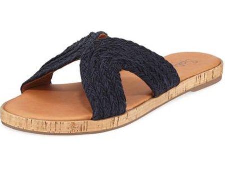 SPLENDID Womens Navy Comfort Braided Suzette Round Toe Platform Slip On Slide Sandals Shoes M on Sale