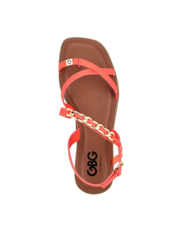 GBG LOS ANGELES Womens Coral Chain Strappy Resia Round Toe Buckle Thong Sandals Shoes M Supply