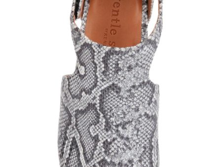 GENTLE SOULS KENNETH COLE Womens Gray Snake Side Cut-Outs Comfort Lunette 75 Hooded Round Toe Wedge Leather Sandals Shoes M Online