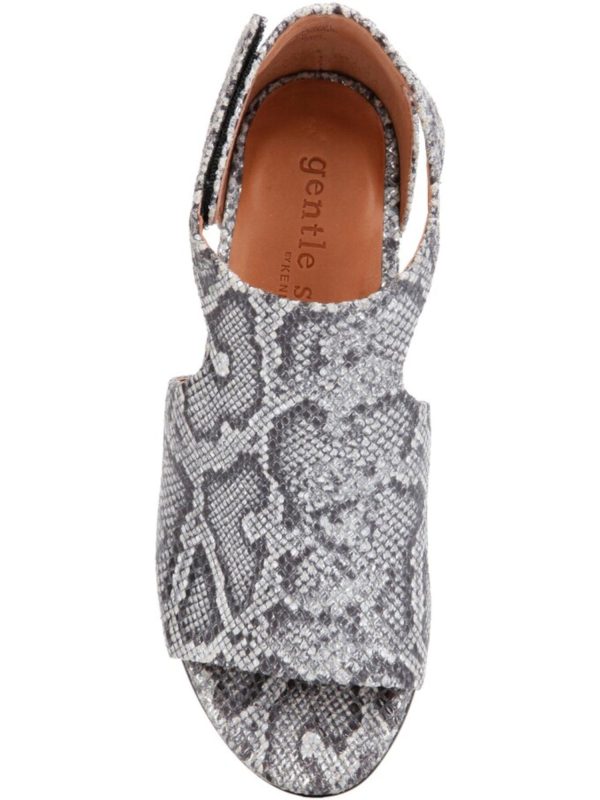 GENTLE SOULS KENNETH COLE Womens Gray Snake Side Cut-Outs Comfort Lunette 75 Hooded Round Toe Wedge Leather Sandals Shoes M Online