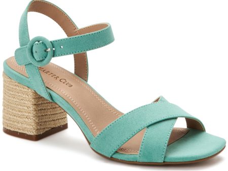 CHARTER CLUB Womens Turquoise Crisscross Straps Espadrille Heel Strappy Ankle Strap Padded Rioo Square Toe Block Heel Buckle Dress Slingback Sandal M Cheap