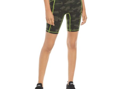 ALL ACCESS Womens Green Stretch Fitted Pocketed Extra Wide Waistband Camouflage Active Wear High Waist Shorts Online