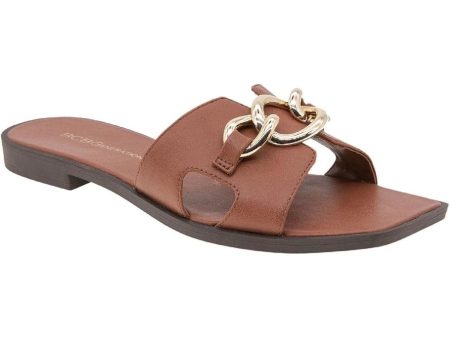 BCBGENERATION Womens Brown Padded Lacinda Square Toe Slip On Slide Sandals Shoes M Online Sale