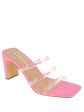 BCBGENERATION Womens Pink Translucent Strappy Falla Square Toe Block Heel Slip On Heeled Hot on Sale