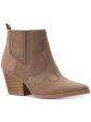 AMERICAN RAG Womens Beige Western Inspired Stitching Kayla Almond Toe Block Heel Zip-Up Booties M Cheap