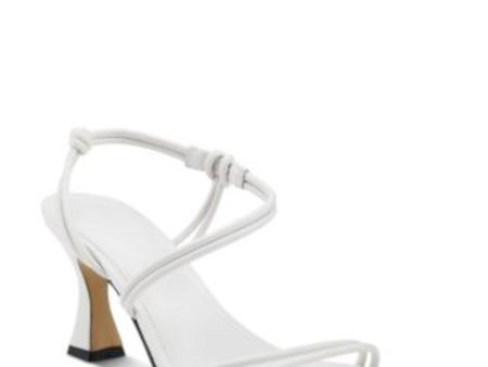 MARC FISHER LTD Womens Ivory Asymmetrical Padded Davia Square Toe Flare Slip On Leather Slingback Sandal M For Discount