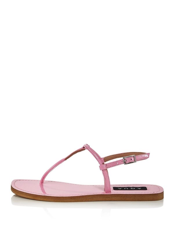 AQUA Womens Pink T-Strap Zen Round Toe Buckle Thong Sandals Shoes M Online now