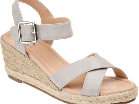 JOURNEE COLLECTION Womens Gray 1  Platfomrm Cushioned Strappy Dryden Round Toe Wedge Buckle Espadrille Shoes M For Discount