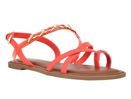 GBG LOS ANGELES Womens Coral Chain Strappy Resia Round Toe Buckle Thong Sandals Shoes M Supply